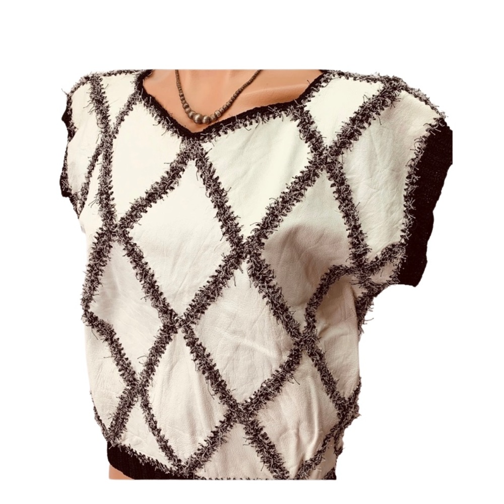 ANNA MARIA Leather Top Patchwork Black White Small